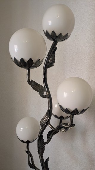 Lámpara de pie vintage forja 5 globos