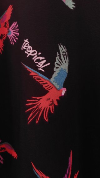 Camisa estampada pájaros tropicales