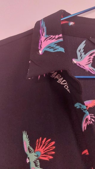 Camisa estampada pájaros tropicales