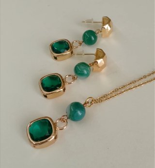 Set Orecchini e Collana Agata Cristallo Verde