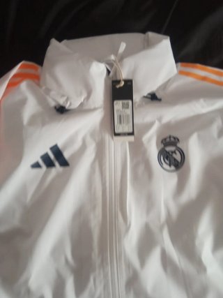 Chubasquero Real Madrid Adidas Blanco y Azul