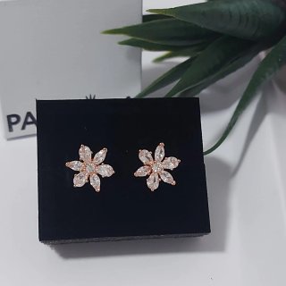 Pendientes Pandora Flor Circonitas Rose Gold