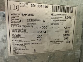 Cámara frigorífica bar 4 cuerpos