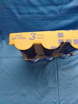 Lote 3 flutes vidro azul Gio Glass 13 cl