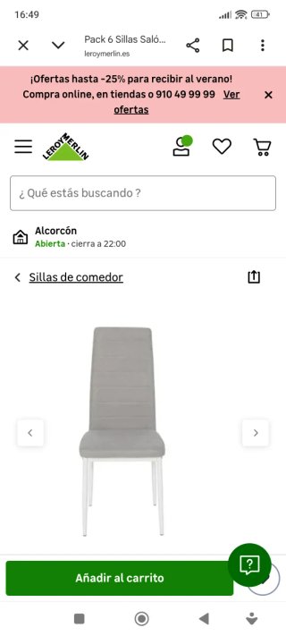 Sillas de comedor grises 15 euros cada una