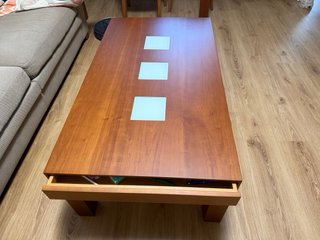 Mesa extensible madera y cristal
