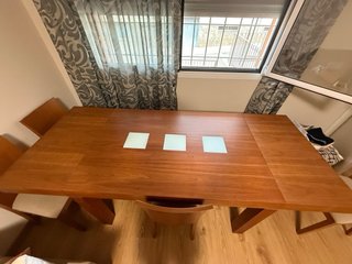 Mesa extensible madera y cristal