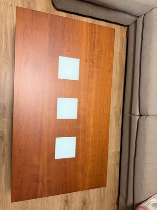 Mesa extensible madera y cristal