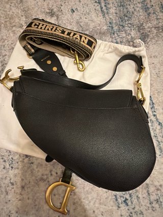 Borsa Christian Dior Saddle Nera Oro