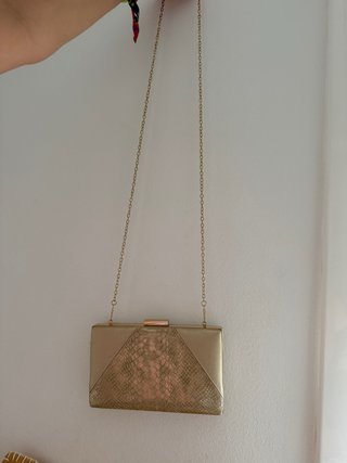 Bolso de fiesta dorado tipo clutch