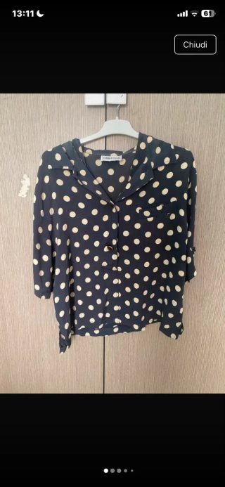 Camicetta Orizzonti pois nero/beige