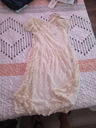 Vestido encaje manga corta talla S