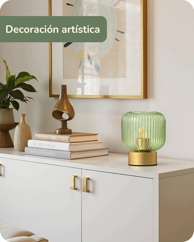 NUEVO - Lámpara LED Mesa Verde y Dorada