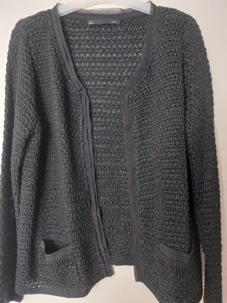 Cárdigan Sfera Negro Calado Talla L