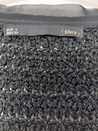 Cárdigan Sfera Negro Calado Talla L