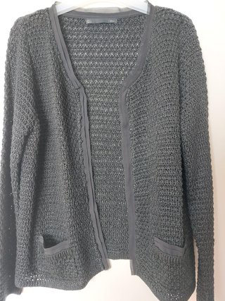 Cárdigan Sfera Negro Calado Talla L