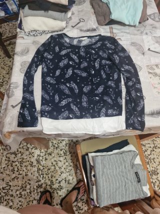 Jersey manga larga estampado plumas