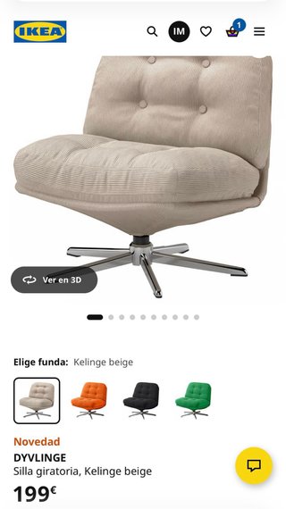 Sillón DYVLINGE Ikea Beige Pana