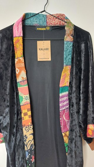 Kimono KALAMI terciopelo negro nuevo con etiqueta