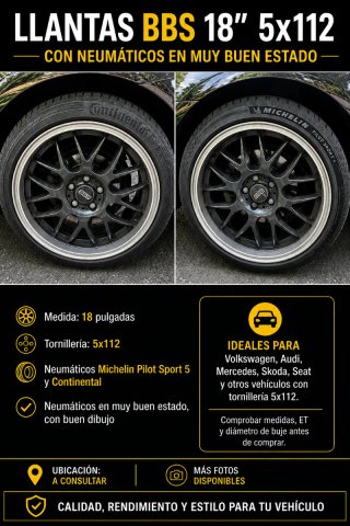Llantas estilo BBS 18 5x112 con neumáticos