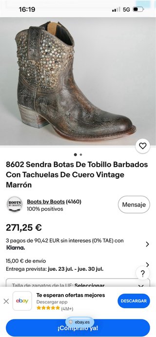Botas cowboy con pedrería T39.