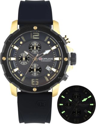 Reloj BORUSE Cronógrafo Negro y Dorado