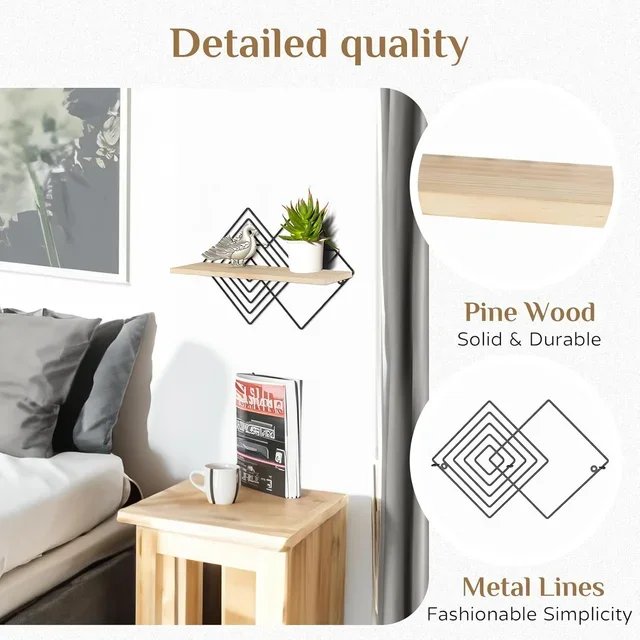 2 Estantes minimalista pared madera metal