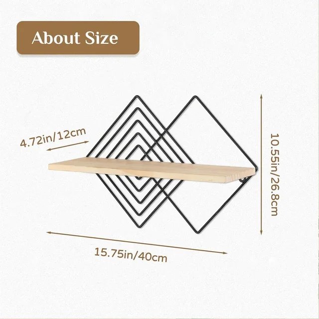 2 Estantes minimalista pared madera metal
