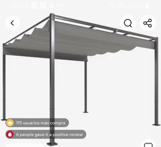 Pérgola Negra Metálica con Toldo