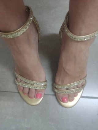 Sandalias doradas tacón mujer talla 35