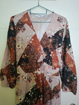 Vestido largo estampado patchwork T.40