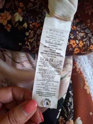 Vestido largo estampado patchwork T.40