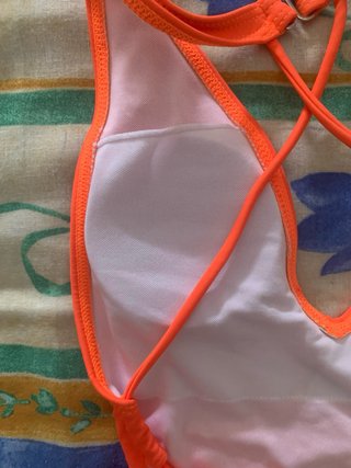 Bañador mujer naranja con cordones
