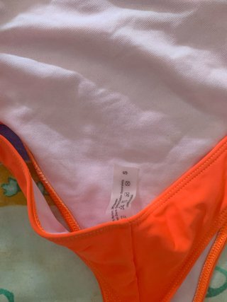 Bañador mujer naranja con cordones
