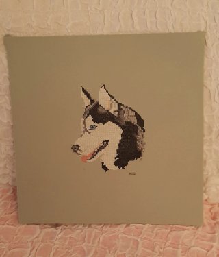 Perro husky siberiano en punto de cruz