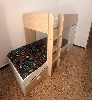 Cama Litera con Armario y Cajones