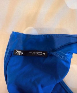 Vestido Zara Azul Talla L Fruncido
