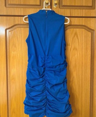 Vestido Zara Azul Talla L Fruncido
