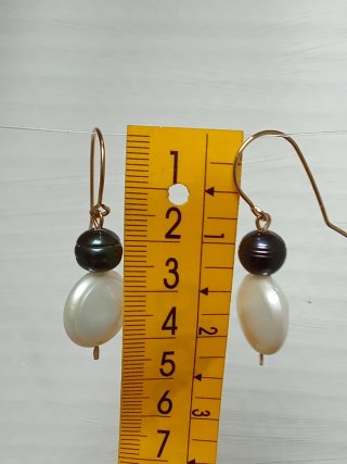 Pendientes Perlas Grandes Moneda y Perlas Negras