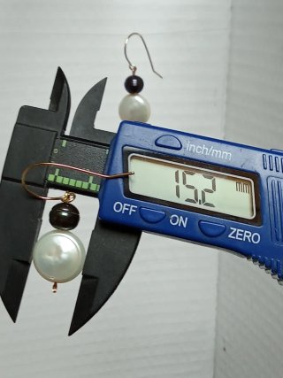 Pendientes Perlas Grandes Moneda y Perlas Negras