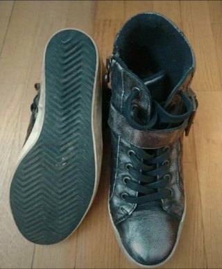 Sneakers con zeppa nero/argento
