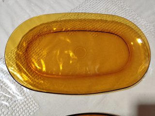 Fuente de cristal ámbar. Vintage