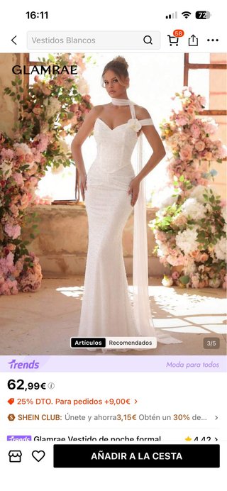 Vestido blanco Glamrae Talla m