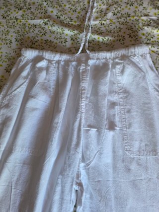 Pantalones de verano mujer beige/blanco