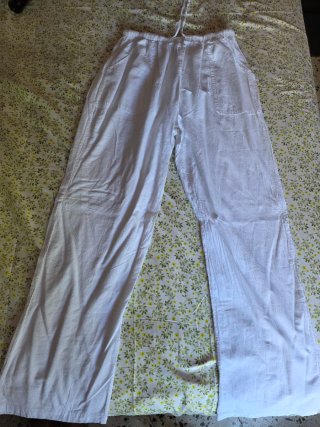 Pantalones de verano mujer beige/blanco