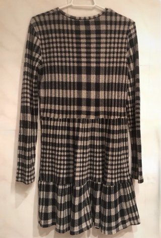 Vestido Zara cuadros beige y negro Talla S
