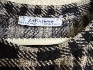 Vestido Zara cuadros beige y negro Talla S