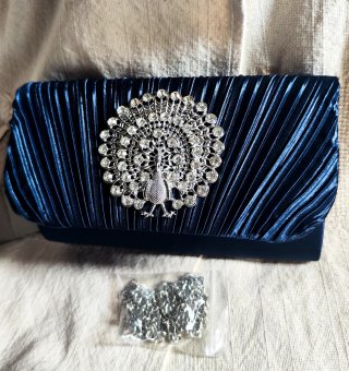 Bolso de fiesta azul con pedrería