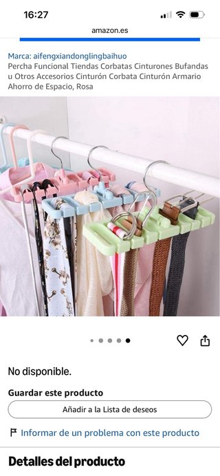 Percha para cinturones/corbatas rosa