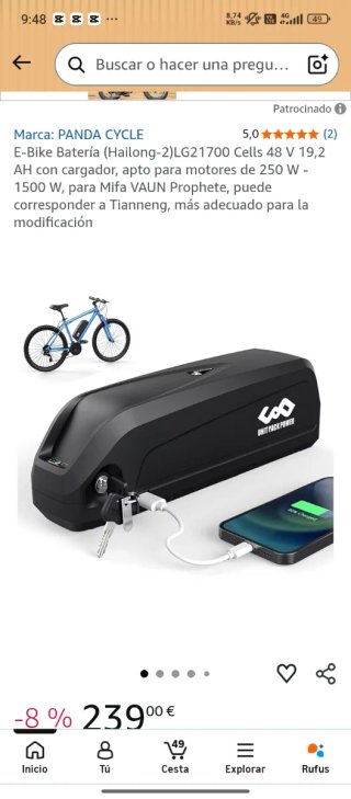 Batería E-Bike 48V 19,2Ah